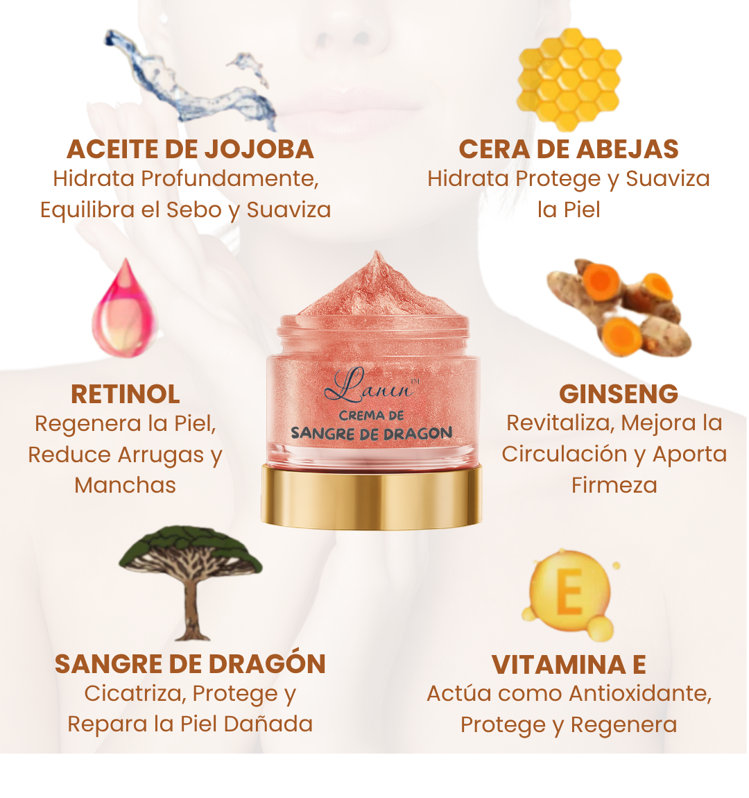 Lanin® Sangre de Dragón + Base de Maquillaje y Brocha de REGALO