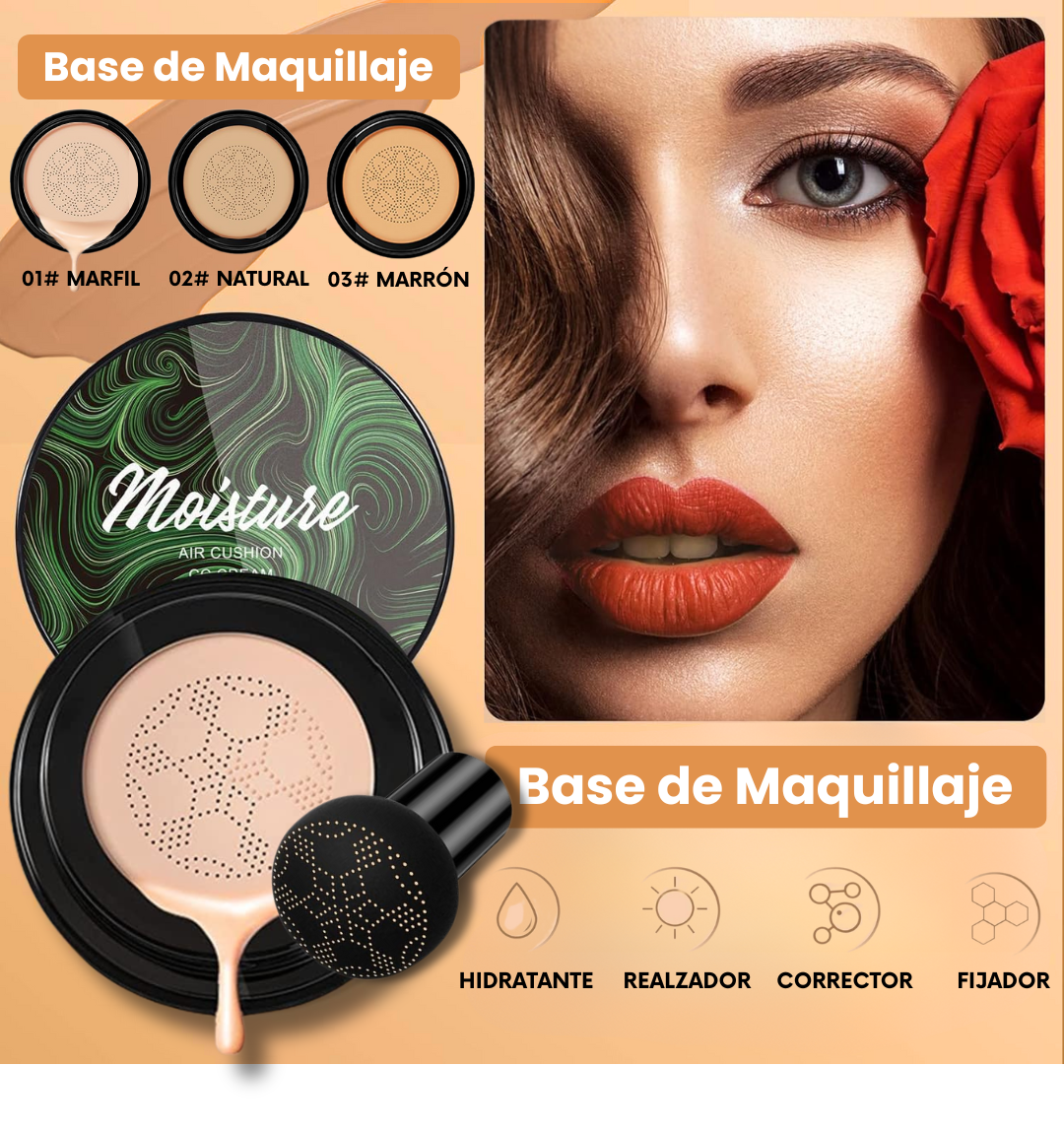 LaninCare® Oro de Colágeno + Base de Maquillaje y Brocha de REGALO