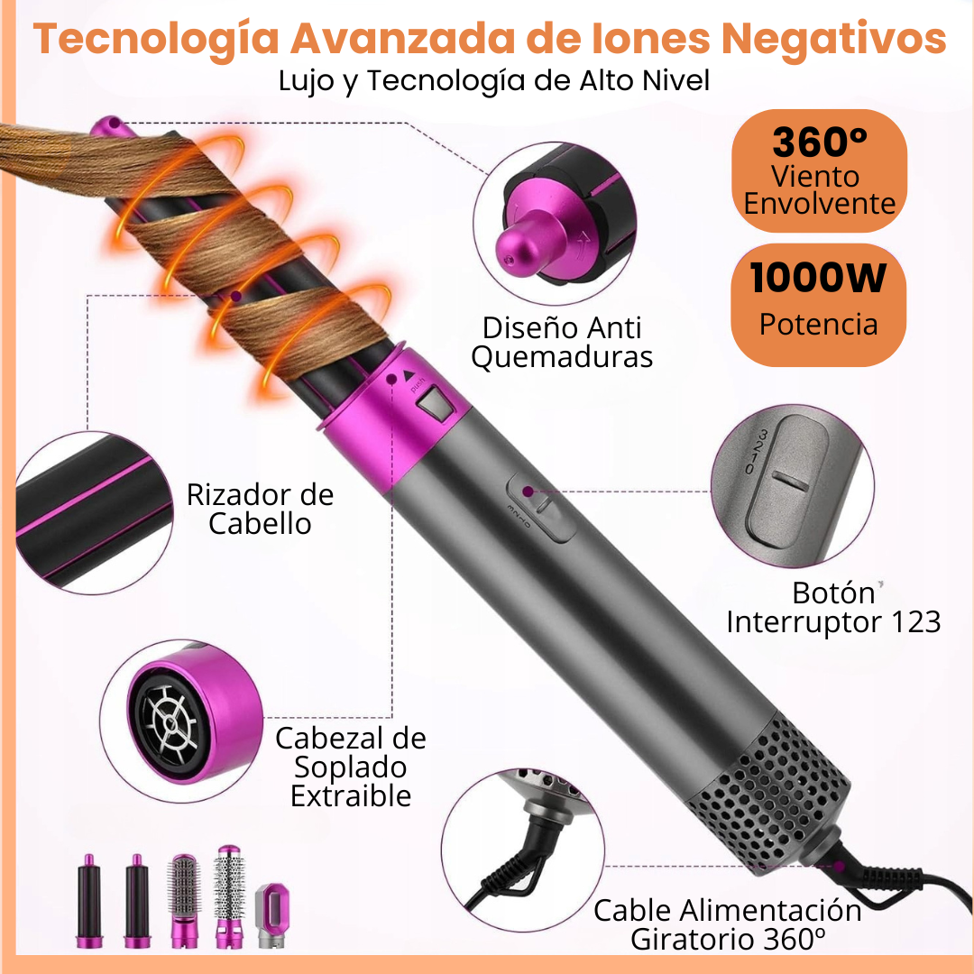 CEPILLO SECADOR STYLOPRO® 5 EN 1 + MINI PLANCHA (GRATIS)