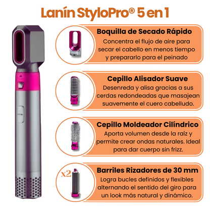 CEPILLO SECADOR STYLOPRO®  5 EN 1 + MINI PLANCHA (GRATIS)