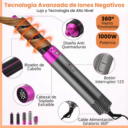 CEPILLO SECADOR STYLOPRO®  5 EN 1 + MINI PLANCHA (GRATIS)